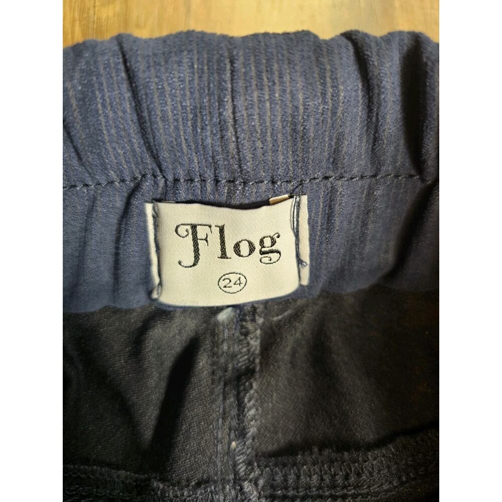 Bevy Flog Navy Blue Ribbed Straight Leg Skinny Pants Women's Size 24 Mid Rise - Picture 3 of 7